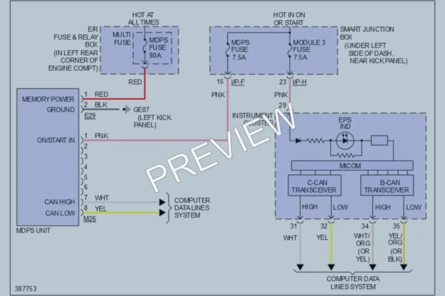 2013 Hyundai Elantra Electronic Power Steering wiring diagram preview