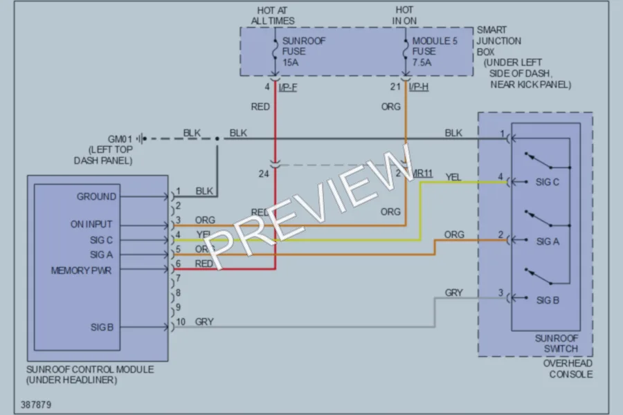 2013 Hyundai Elantra Power Top Sunroof wiring diagram preview