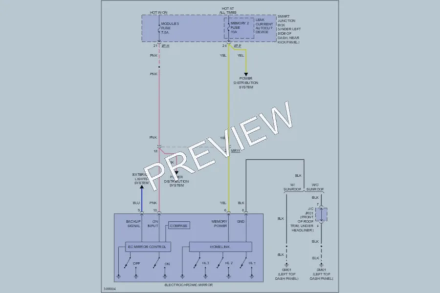 2013 Hyundai ElantraGT Power Mirrors wiring diagram preview