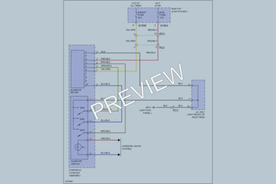 2013 Hyundai Equus Power Top Sunroof wiring diagram preview