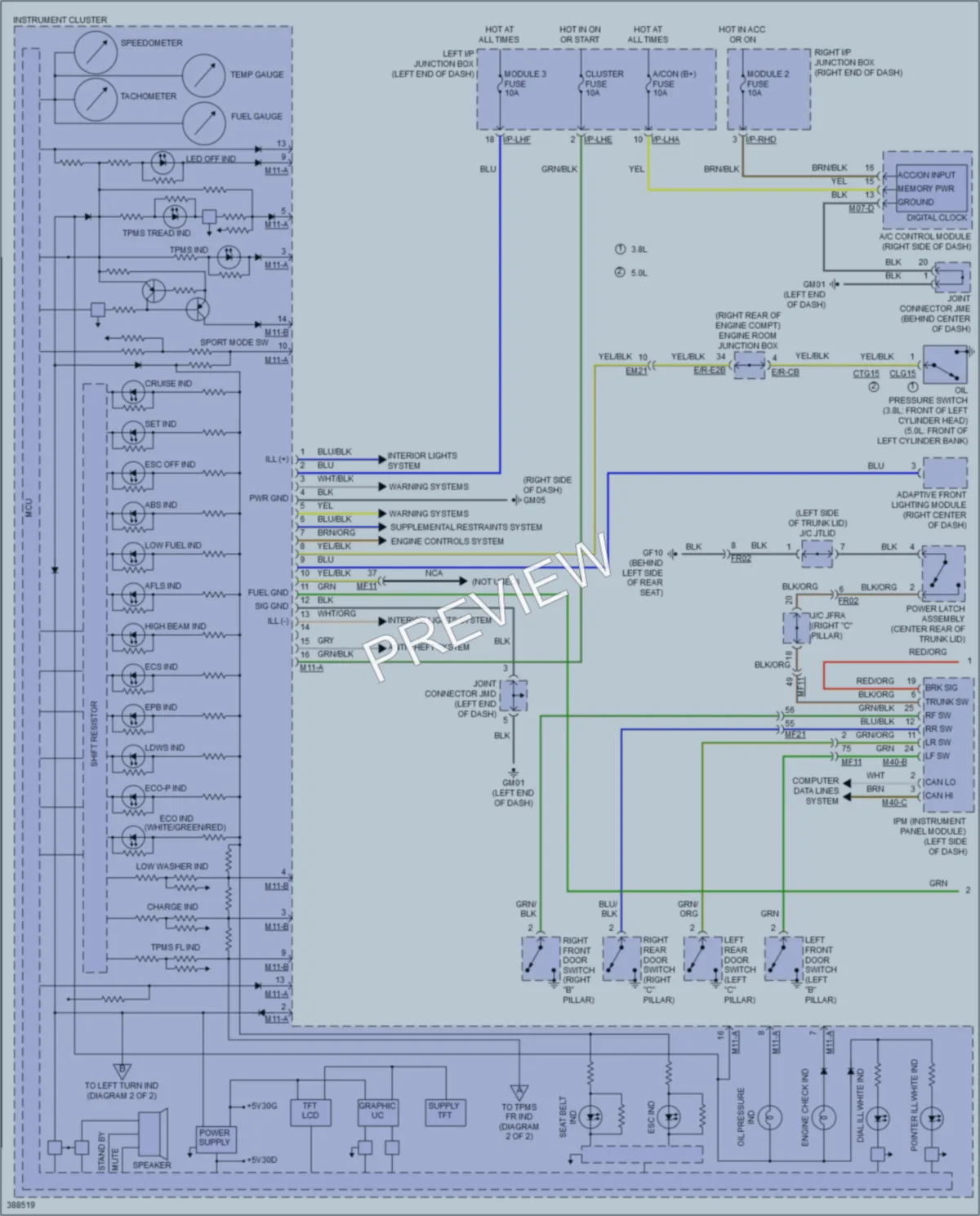 2013 Hyundai Genesis Instrument Cluster wiring diagram preview