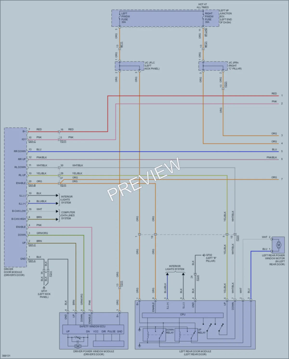 2013 Hyundai Genesis Power Windows wiring diagram preview