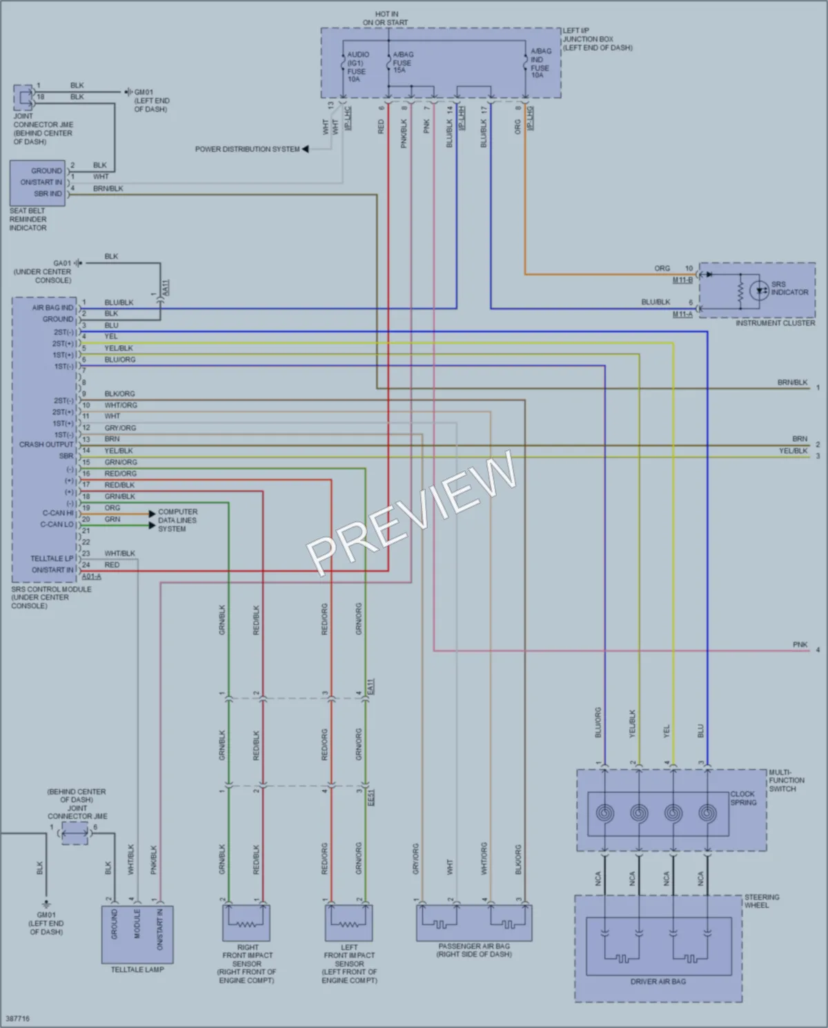 2013 Hyundai Genesis Supplemental Restraints wiring diagram preview