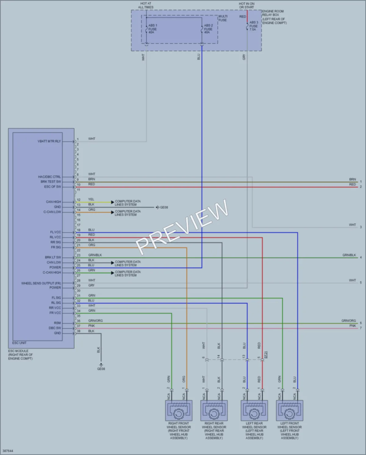 2013 Hyundai SantaFe Anti Lock Brakes wiring diagram preview