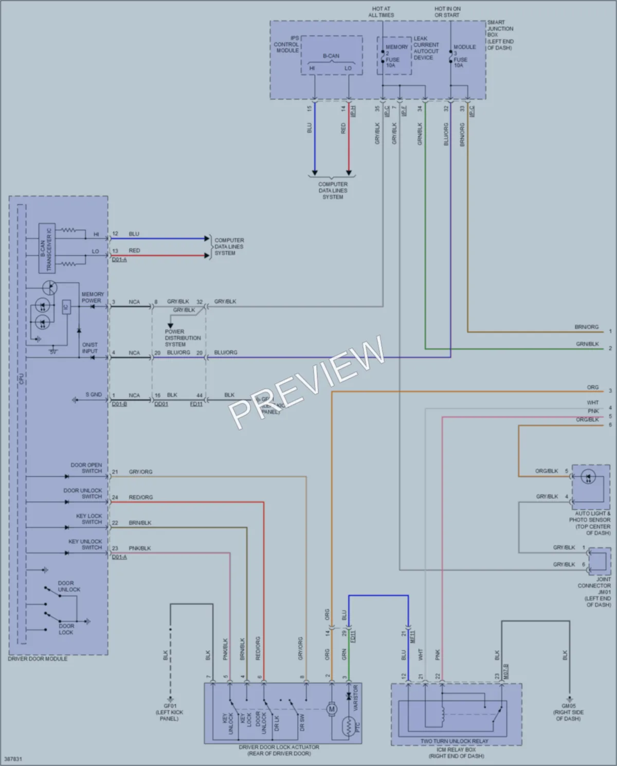 2013 Hyundai SantaFe Power Door Locks wiring diagram preview