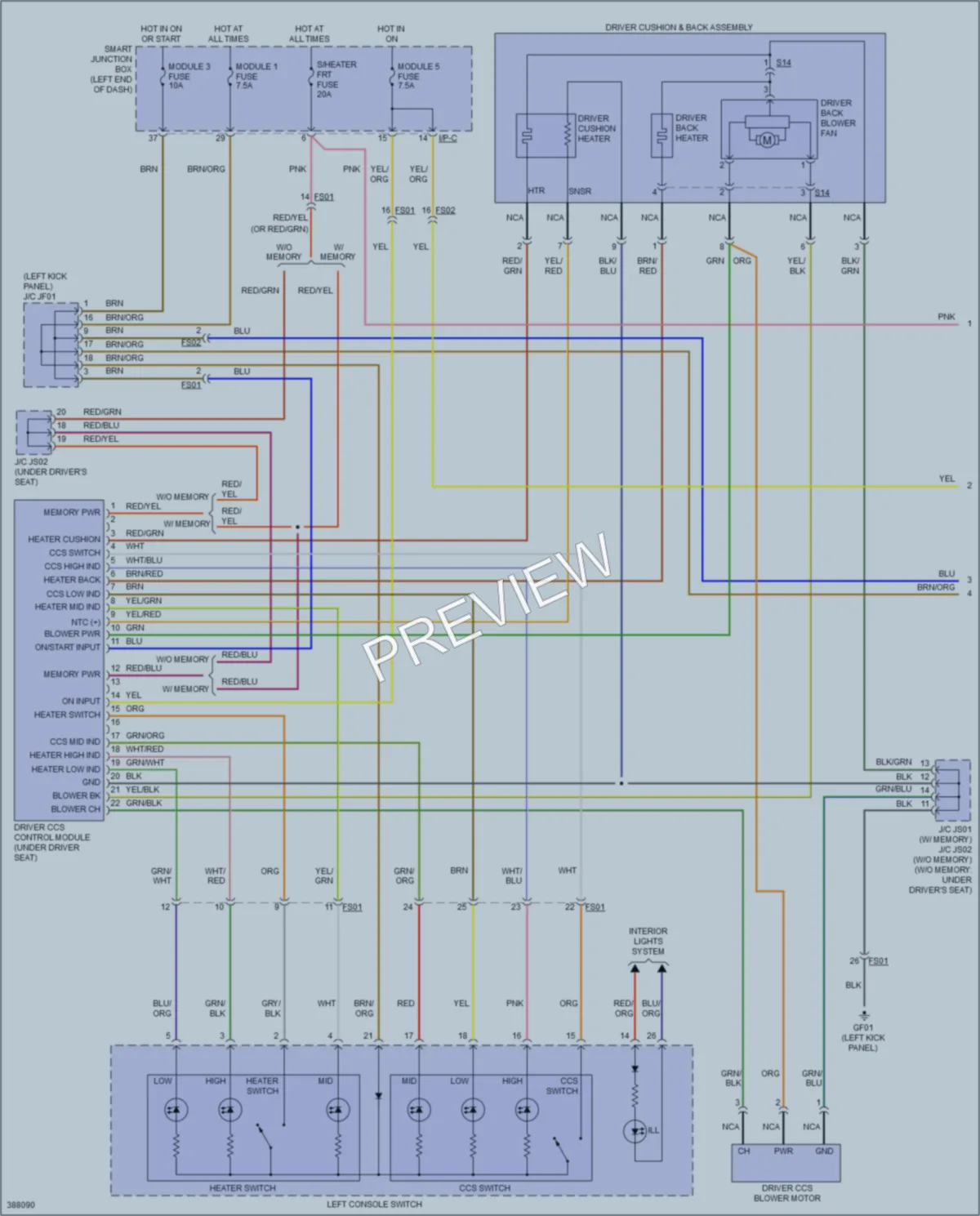 2013 Hyundai SantaFe Power Seats wiring diagram preview