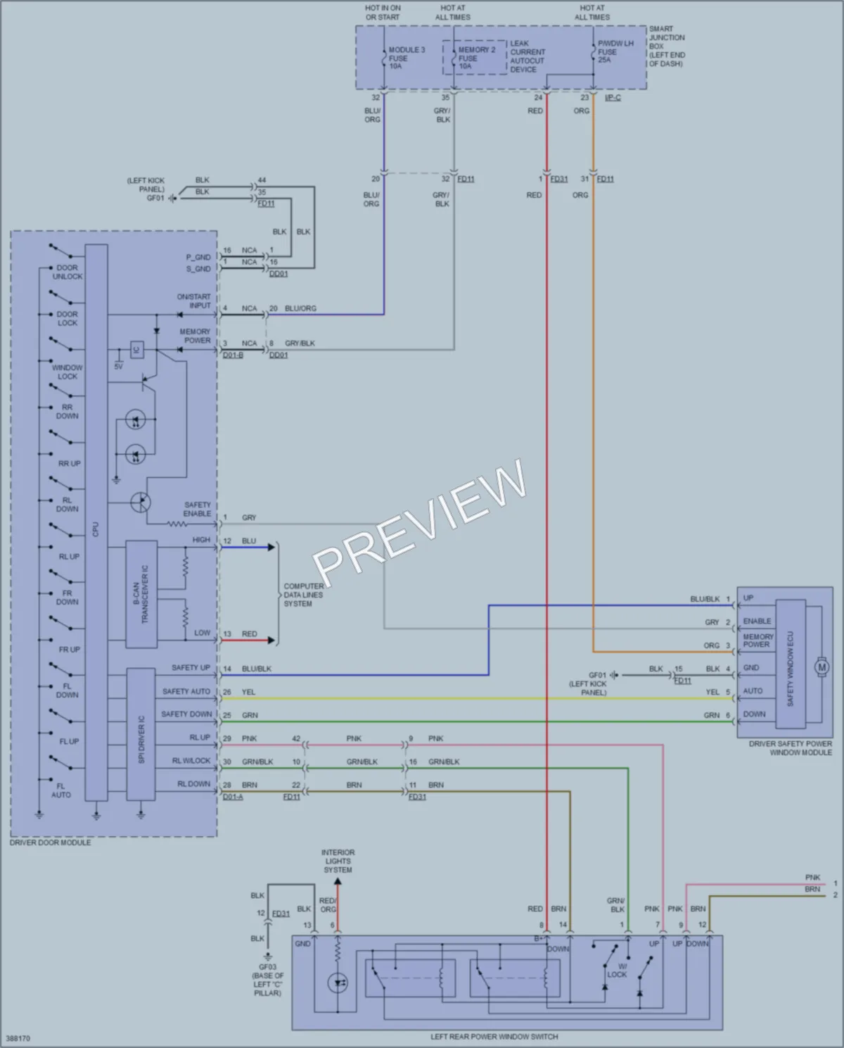 2013 Hyundai SantaFe Power Windows wiring diagram preview