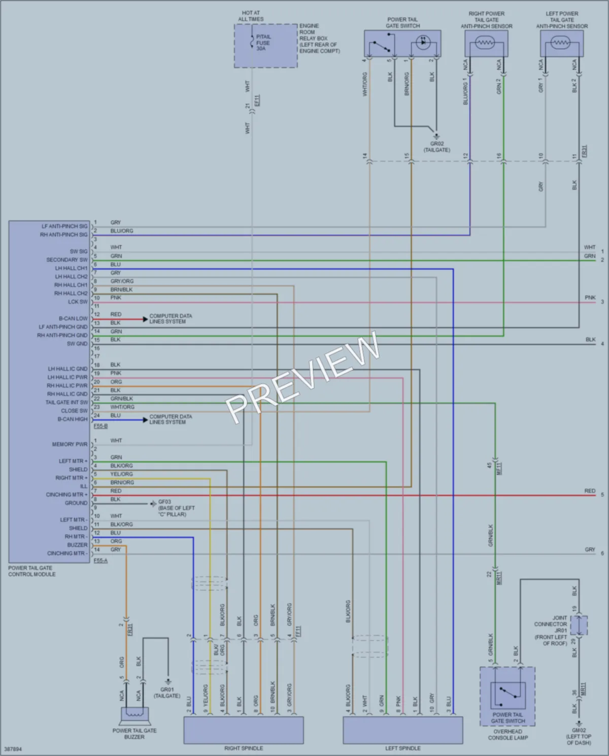 2013 Hyundai SantaFe Trunk Tailgate Fuel Door wiring diagram preview