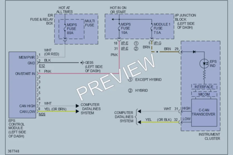 2013 Hyundai Sonata Electronic Power Steering wiring diagram preview