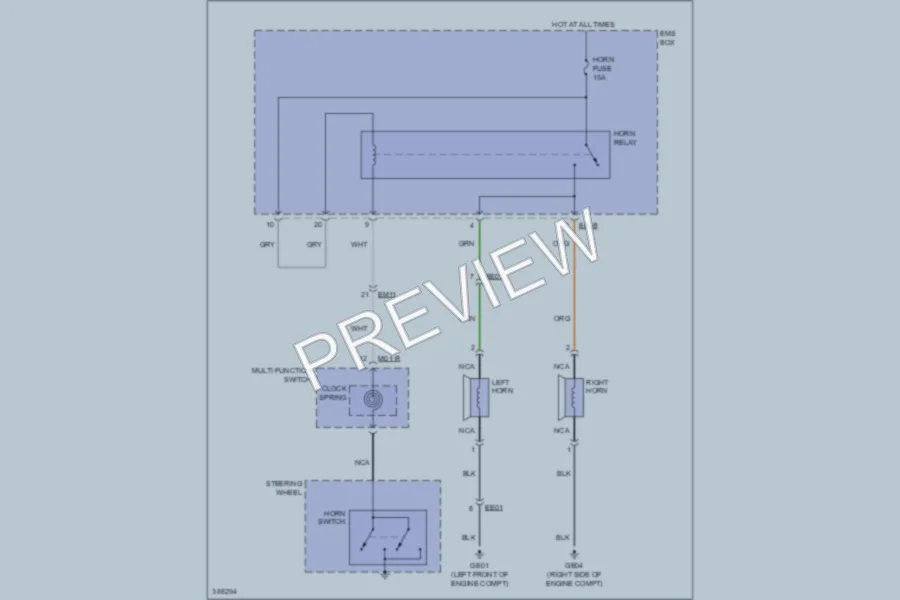 2013 Hyundai Sonata Horn wiring diagram preview