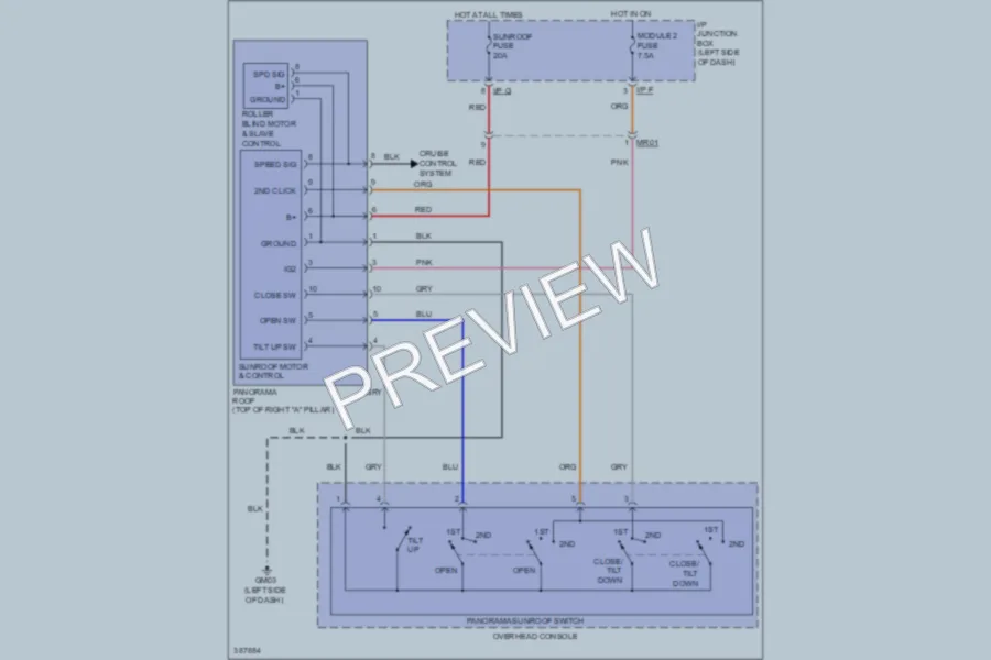 2013 Hyundai Sonata Power Top Sunroof wiring diagram preview