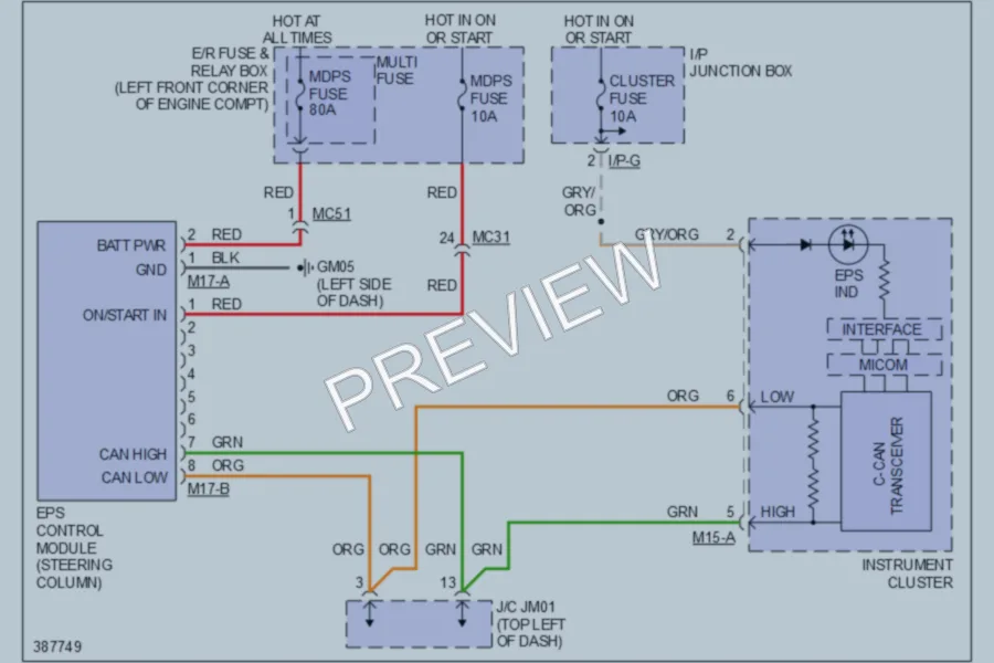 2013 Hyundai Tucson Electronic Power Steering wiring diagram preview