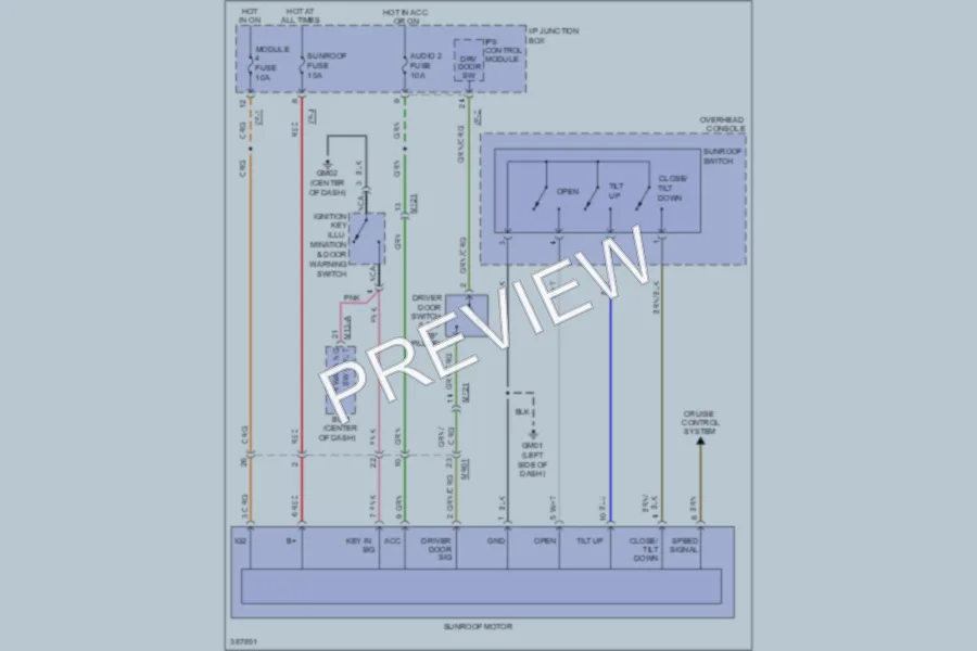2013 Hyundai Tucson Power Top Sunroof wiring diagram preview