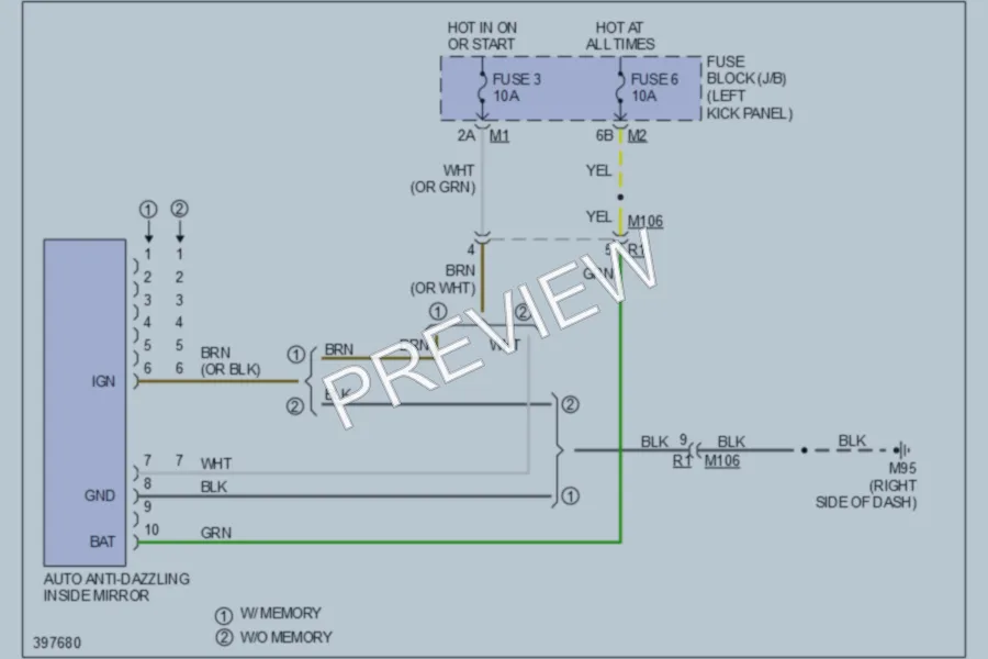 2013 Infiniti EX37 Power Mirrors wiring diagram preview