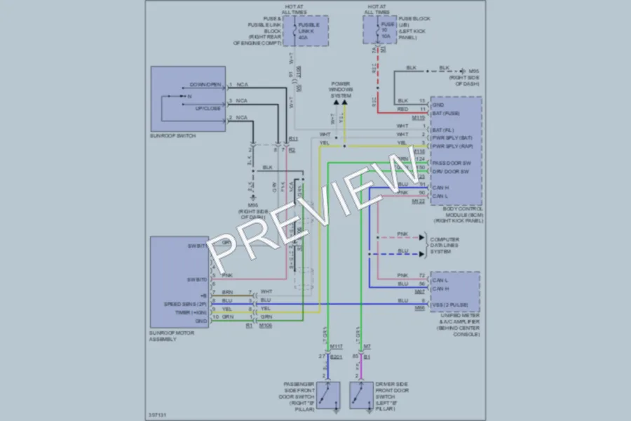 2013 Infiniti EX37 Power Top Sunroof wiring diagram preview