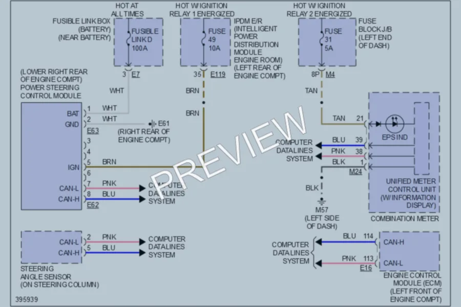 2013 Infiniti JX35 Electronic Power Steering wiring diagram preview