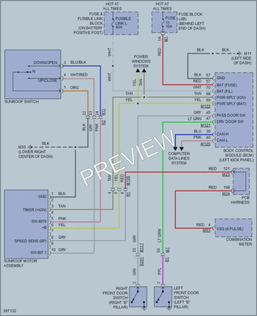 2013 Infiniti M35h Power Top Sunroof wiring diagram preview