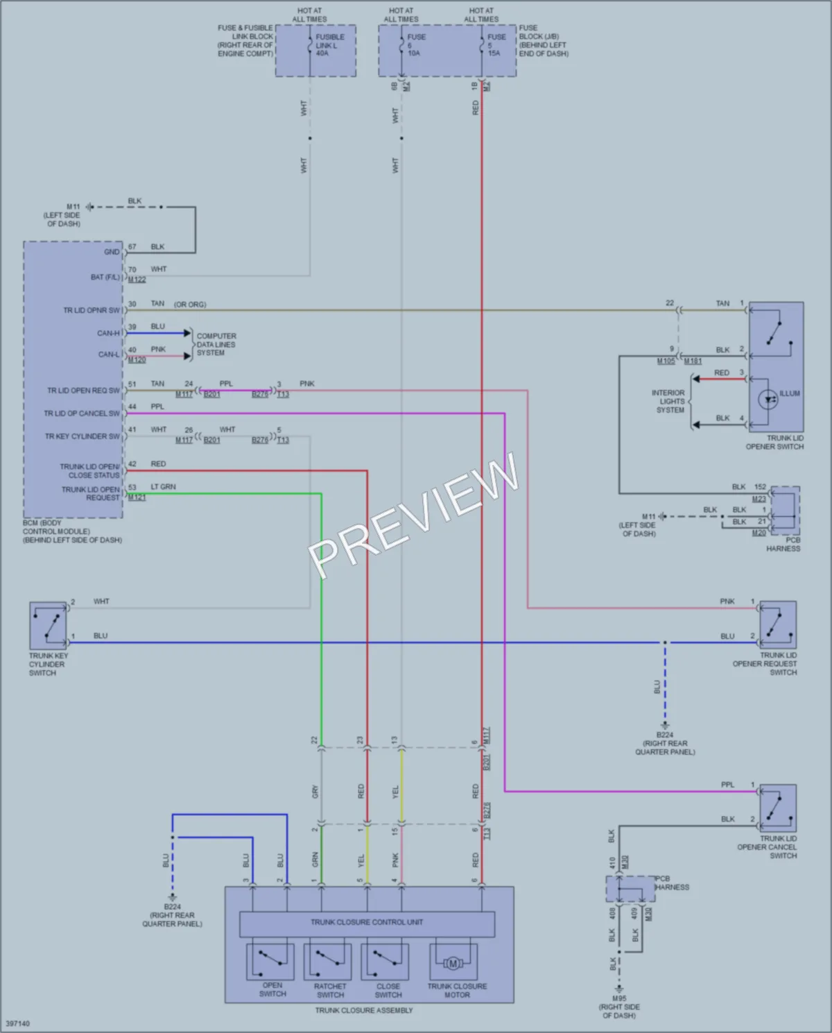2013 Infiniti M37 Trunk Tailgate Fuel Door wiring diagram preview