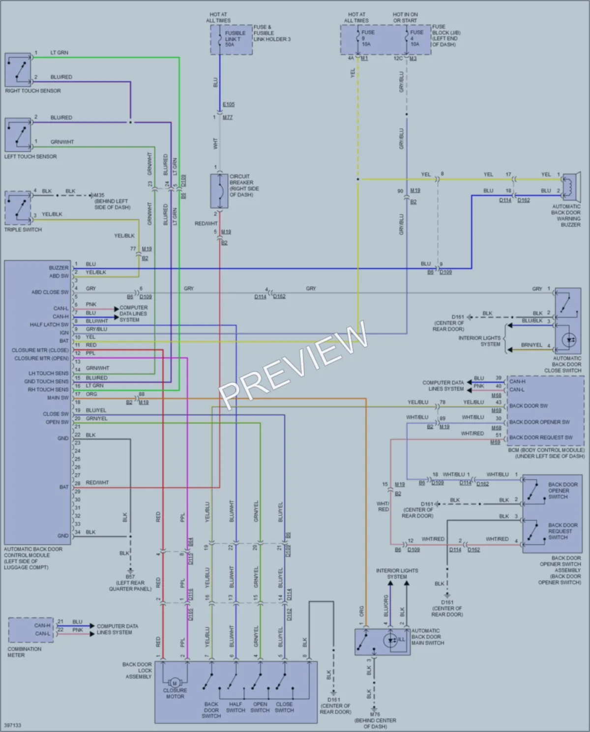 2013 Infiniti QX56 Trunk Tailgate Fuel Door wiring diagram preview