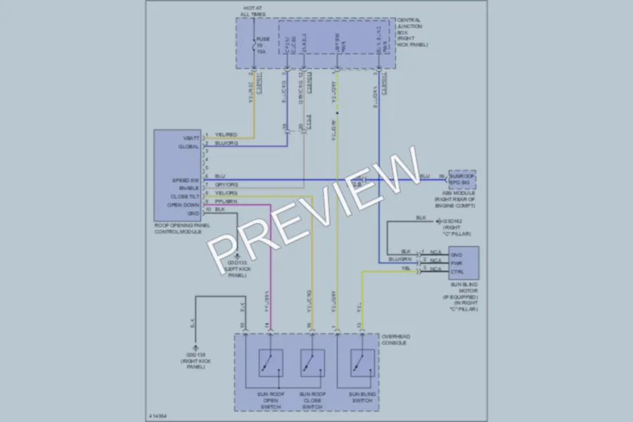 2013 Jaguar XFR Power Top Sunroof wiring diagram preview