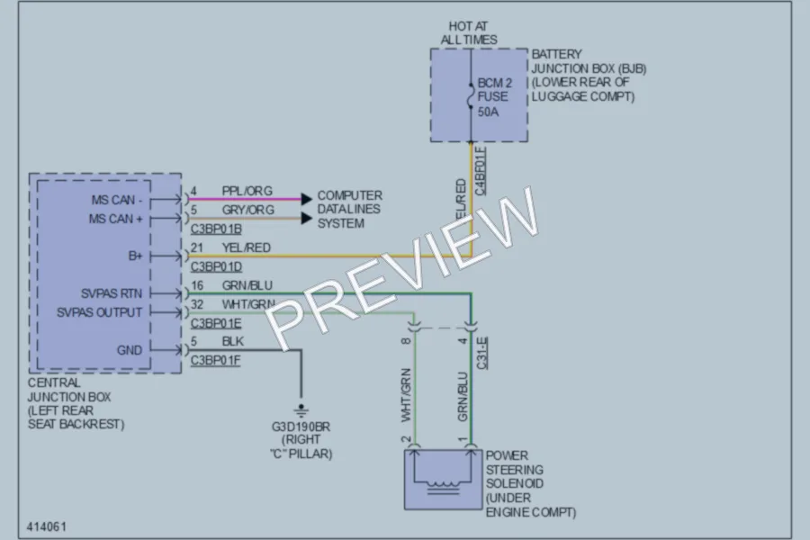 2013 Jaguar XJLSupercharged Electronic Power Steering wiring diagram preview