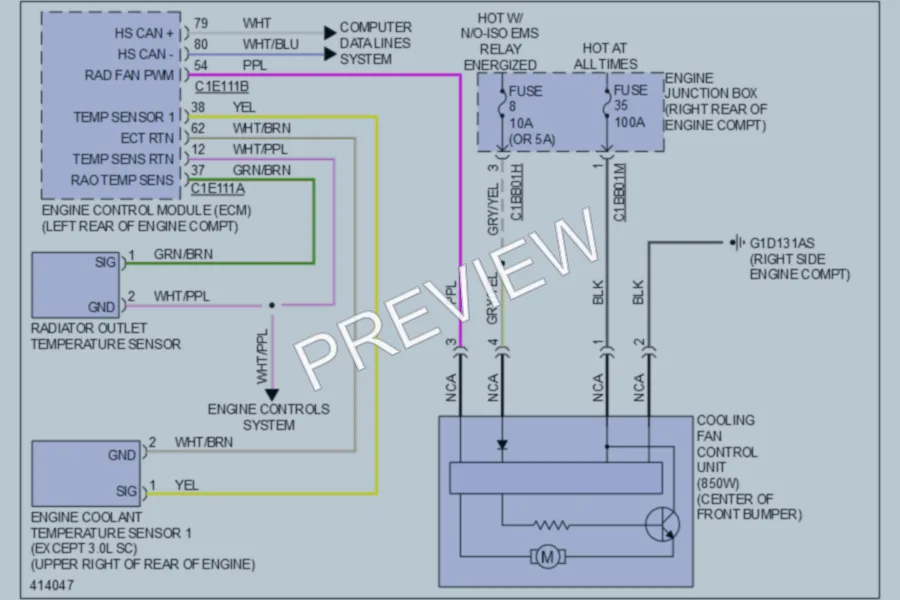 2013 Jaguar XJLSupersport Cooling Fan wiring diagram preview