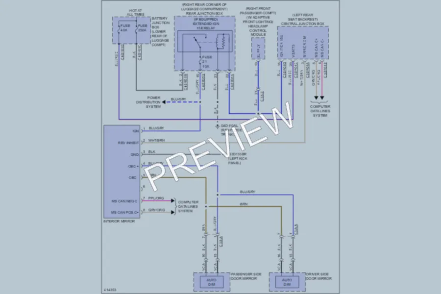 2013 Jaguar XJLUltimate Power Mirrors wiring diagram preview