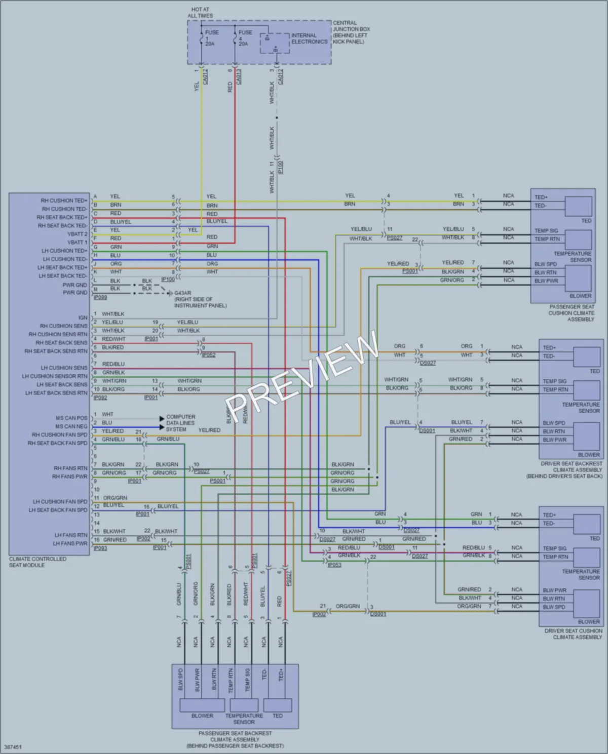 2013 Jaguar XKR Power Seats wiring diagram preview