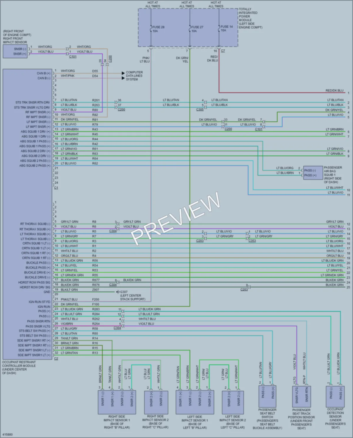 2013 Jeep Compass Supplemental Restraints wiring diagram preview