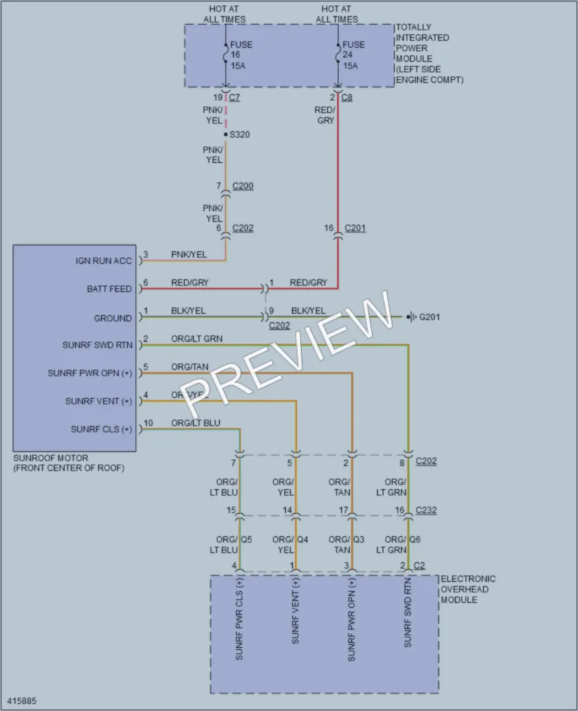 2013 Jeep Patriot Power Top Sunroof wiring diagram preview