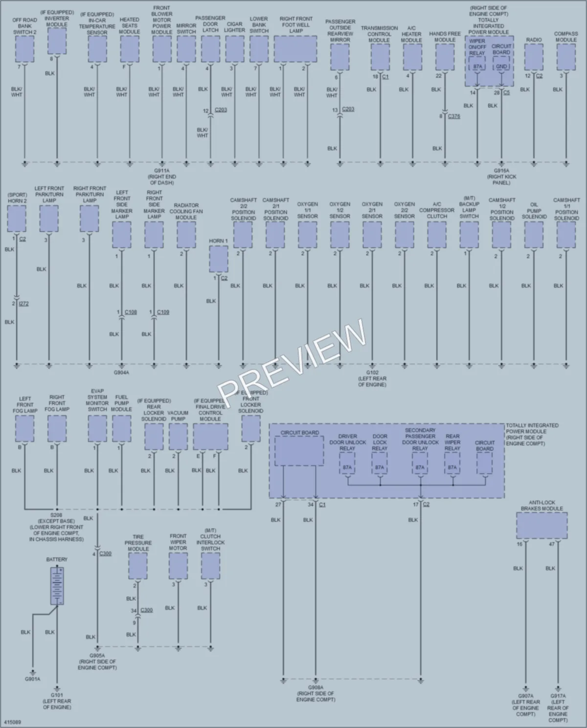 2013 Jeep Wrangler Ground Distribution wiring diagram preview