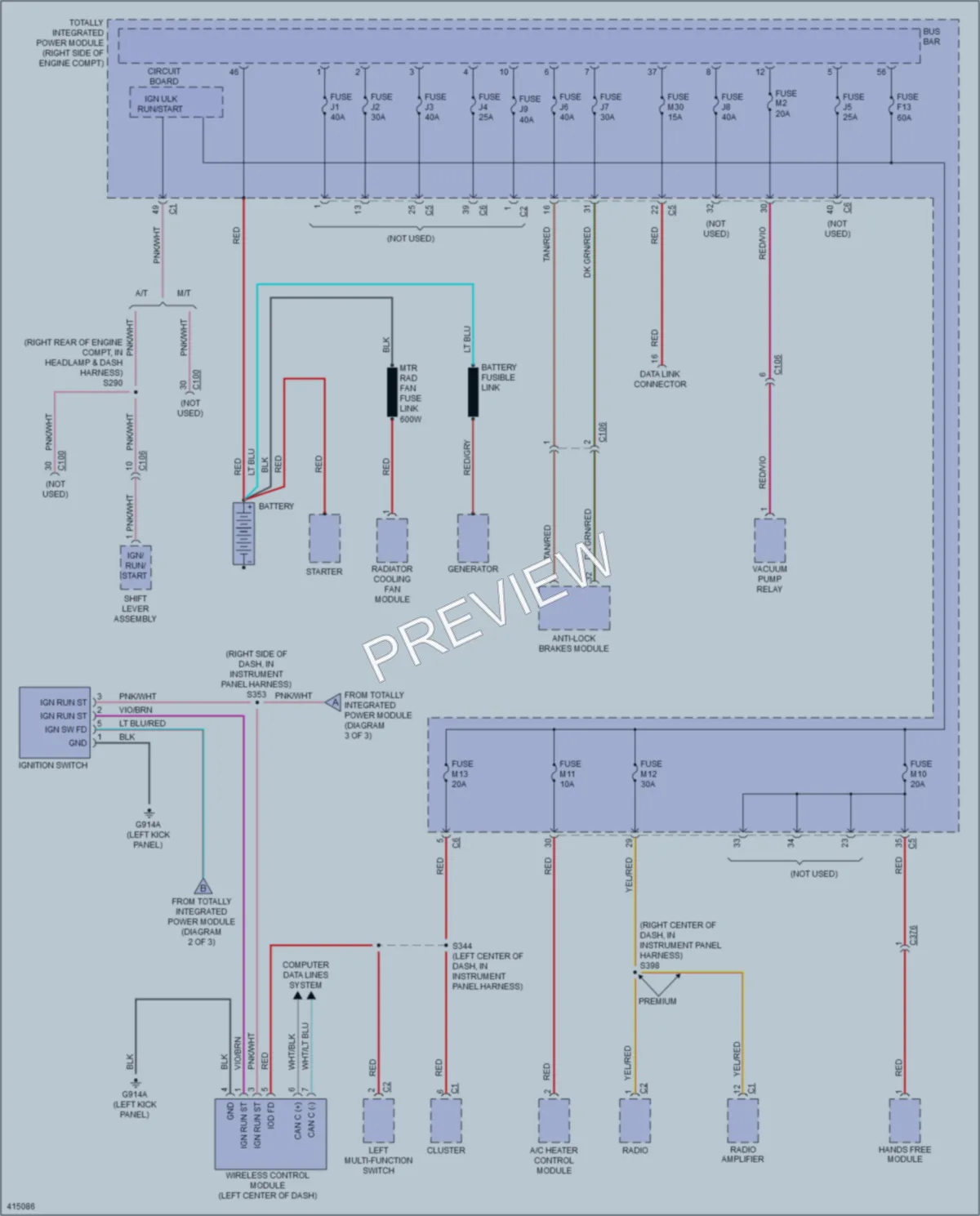 2013 Jeep Wrangler Power Distribution wiring diagram preview