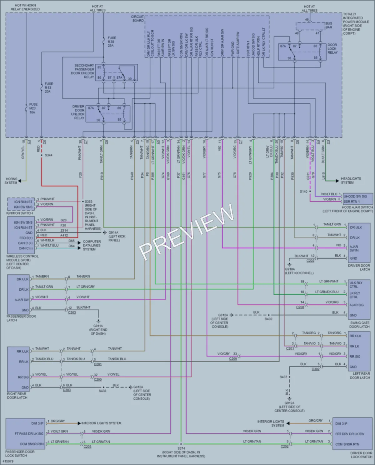 2013 Jeep Wrangler Power Door Locks wiring diagram preview