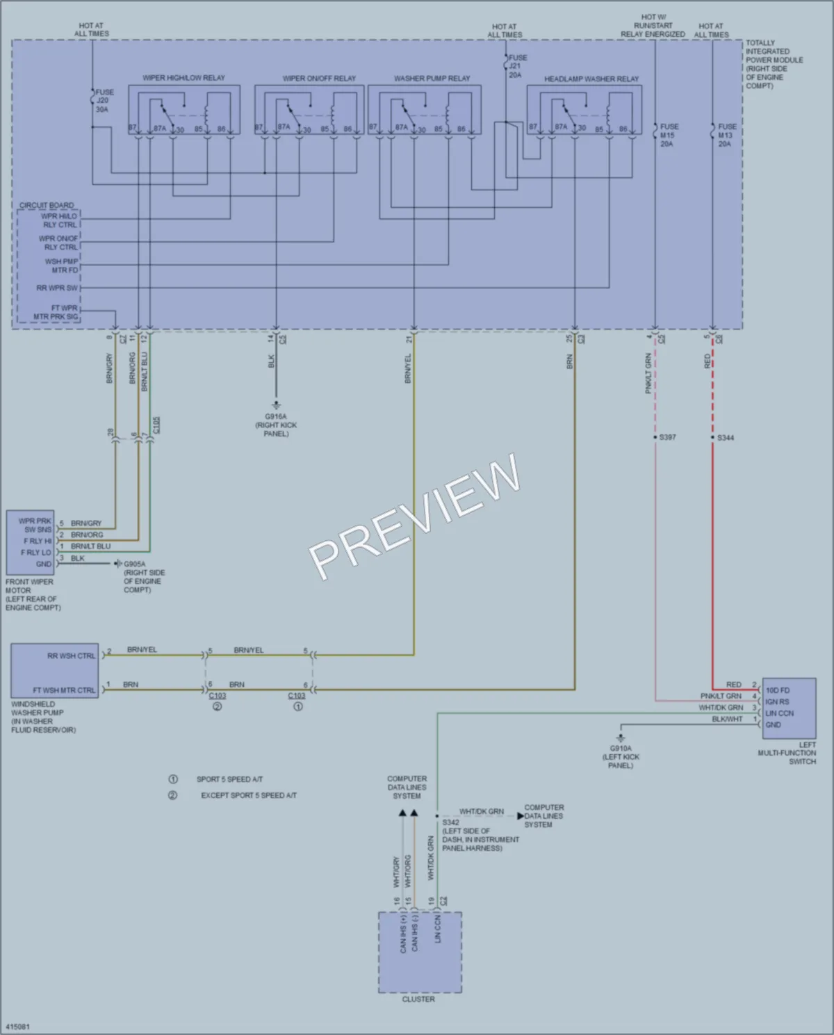 2013 Jeep Wrangler Wiper Washer wiring diagram preview