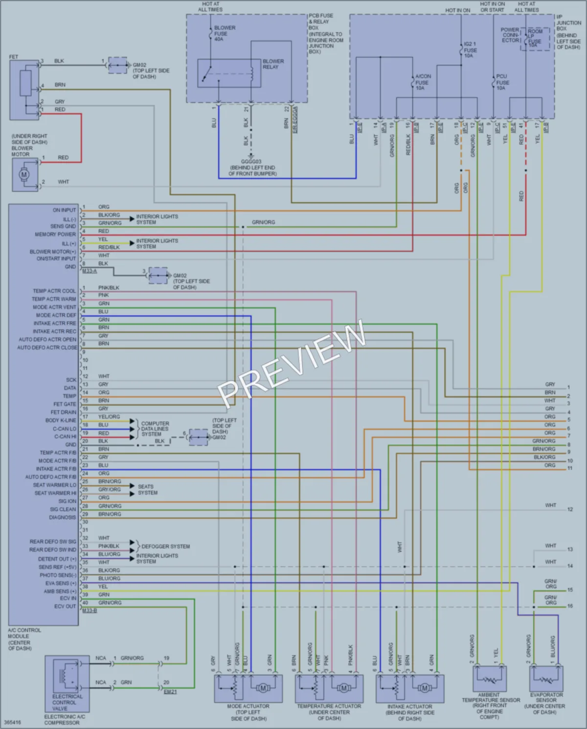 2013 Kia Rio Air Conditioning wiring diagram preview