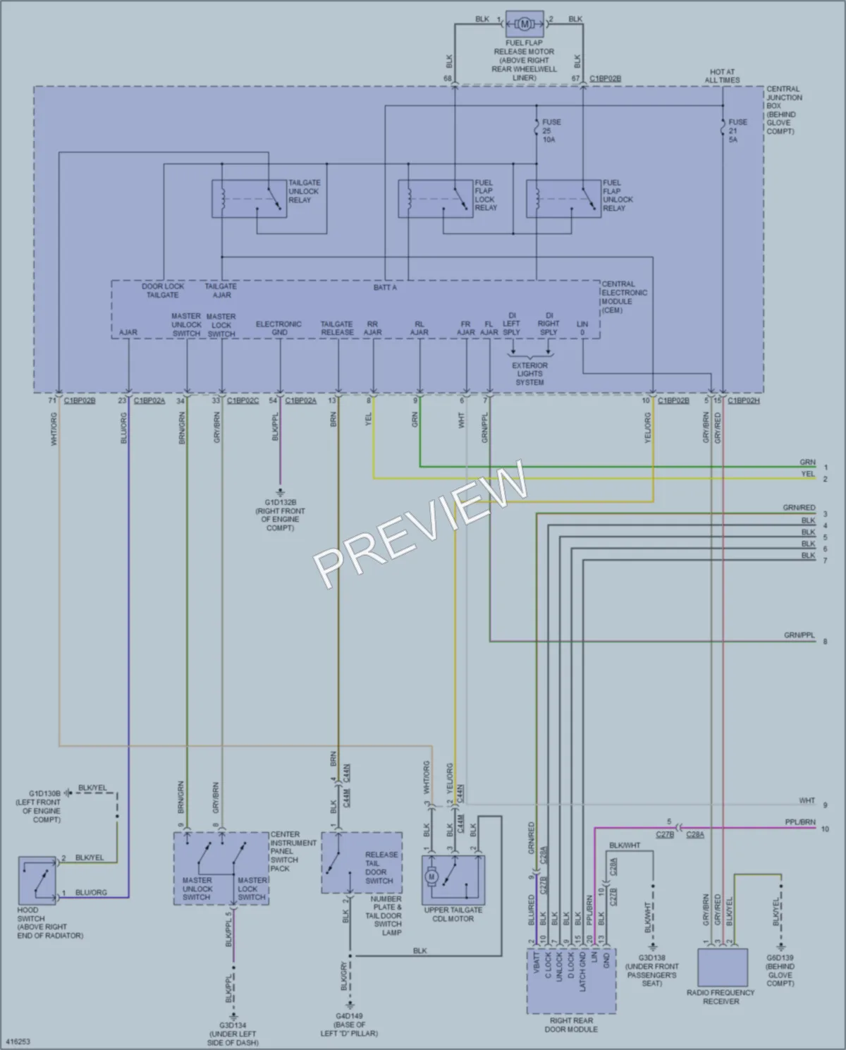 2013 LandRover LR2 Power Door Locks wiring diagram preview
