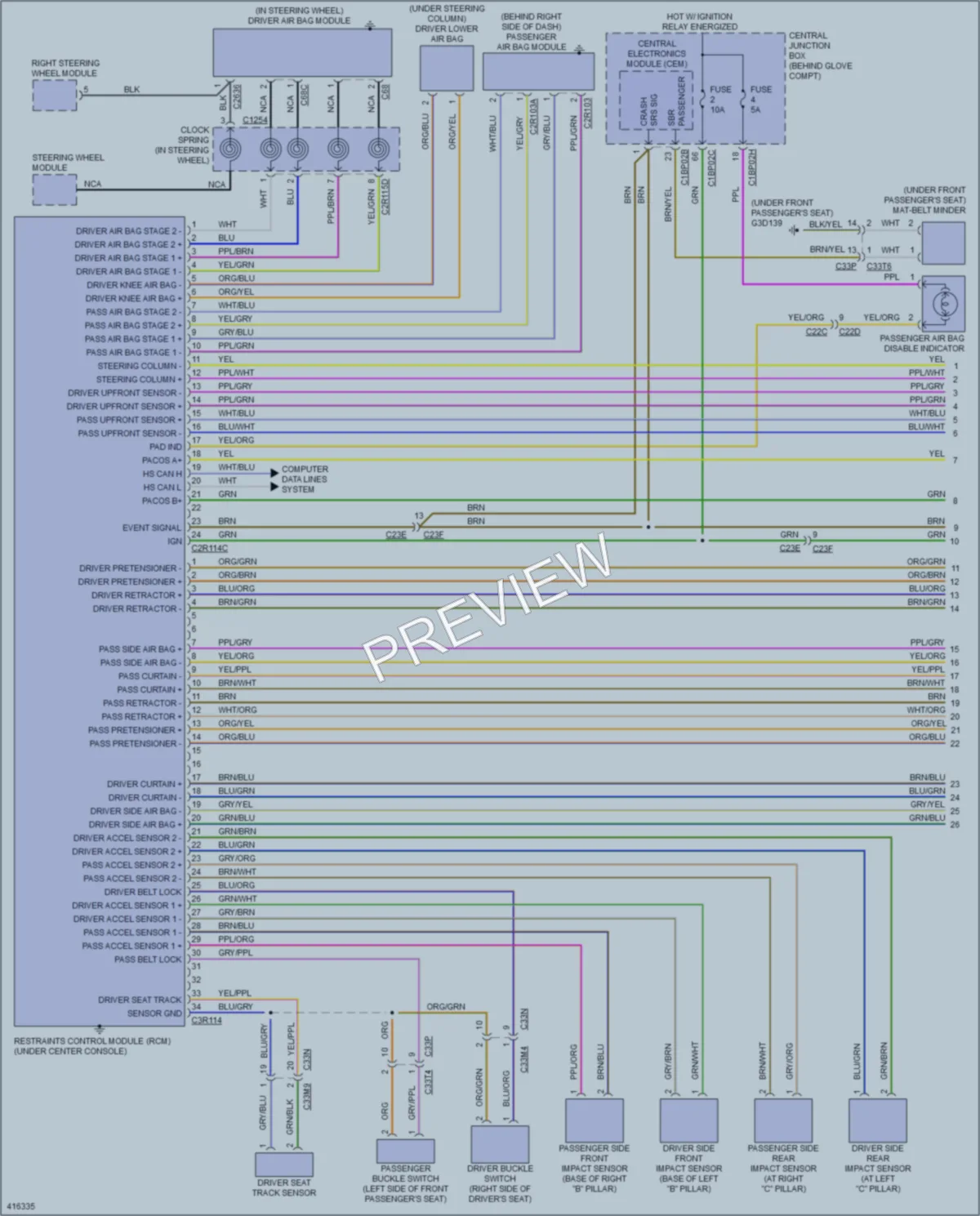 2013 LandRover LR2 Supplemental Restraints wiring diagram preview