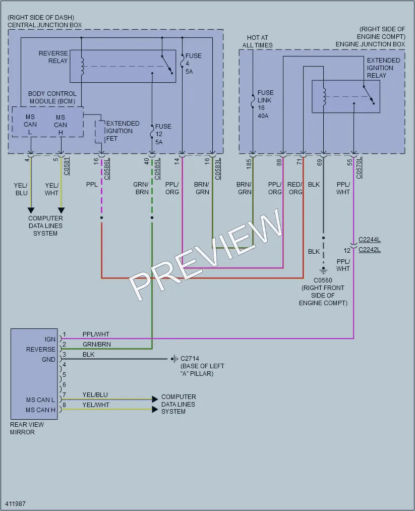 2013 LandRover LR4 Power Mirrors wiring diagram preview