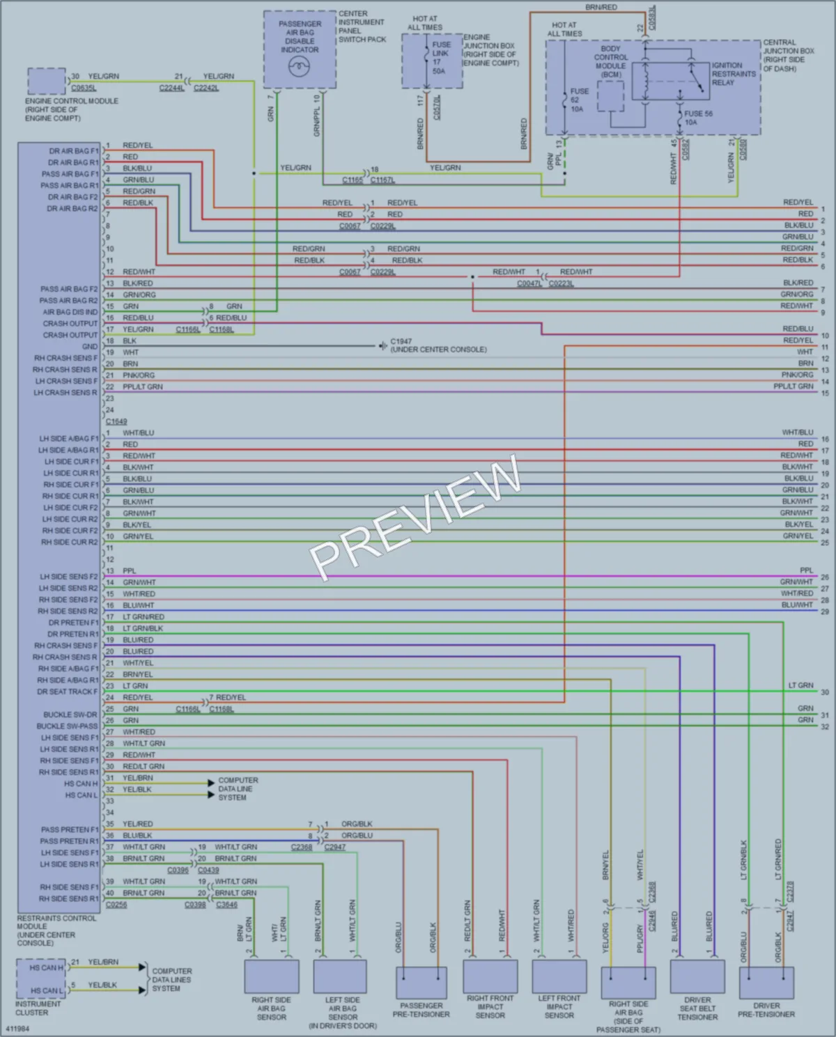2013 LandRover LR4 Supplemental Restraints wiring diagram preview