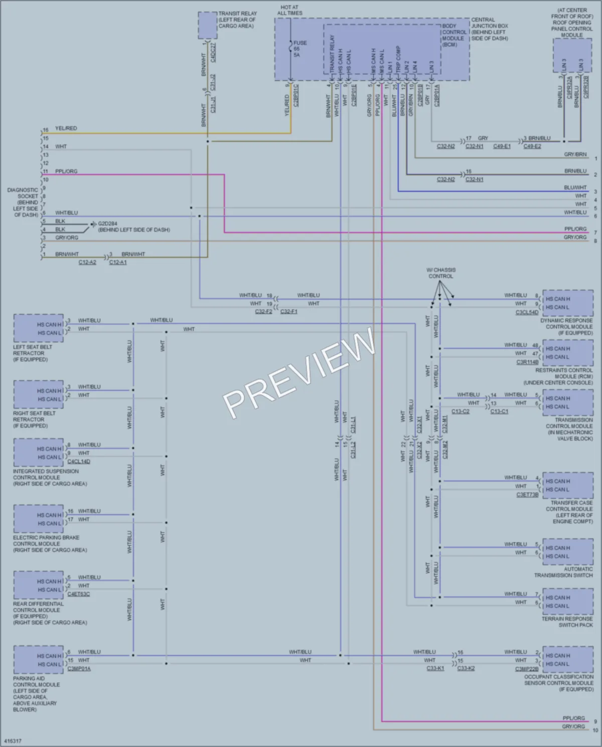 2013 LandRover RangeRover Computer Data Lines wiring diagram preview