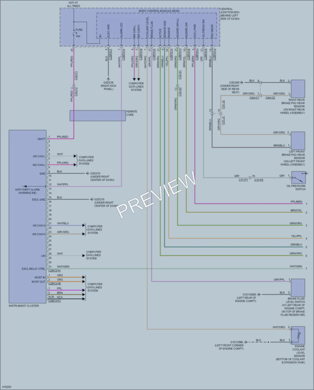 2013 LandRover RangeRover Instrument Cluster wiring diagram preview