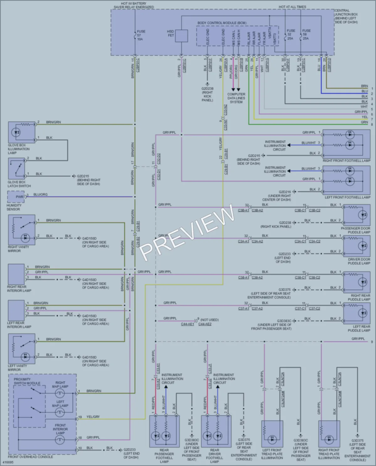 2013 LandRover RangeRover Interior Lights wiring diagram preview