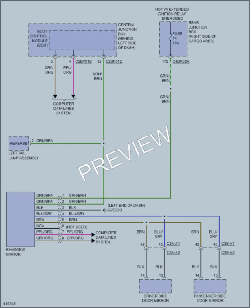 2013 LandRover RangeRover Power Mirrors wiring diagram preview