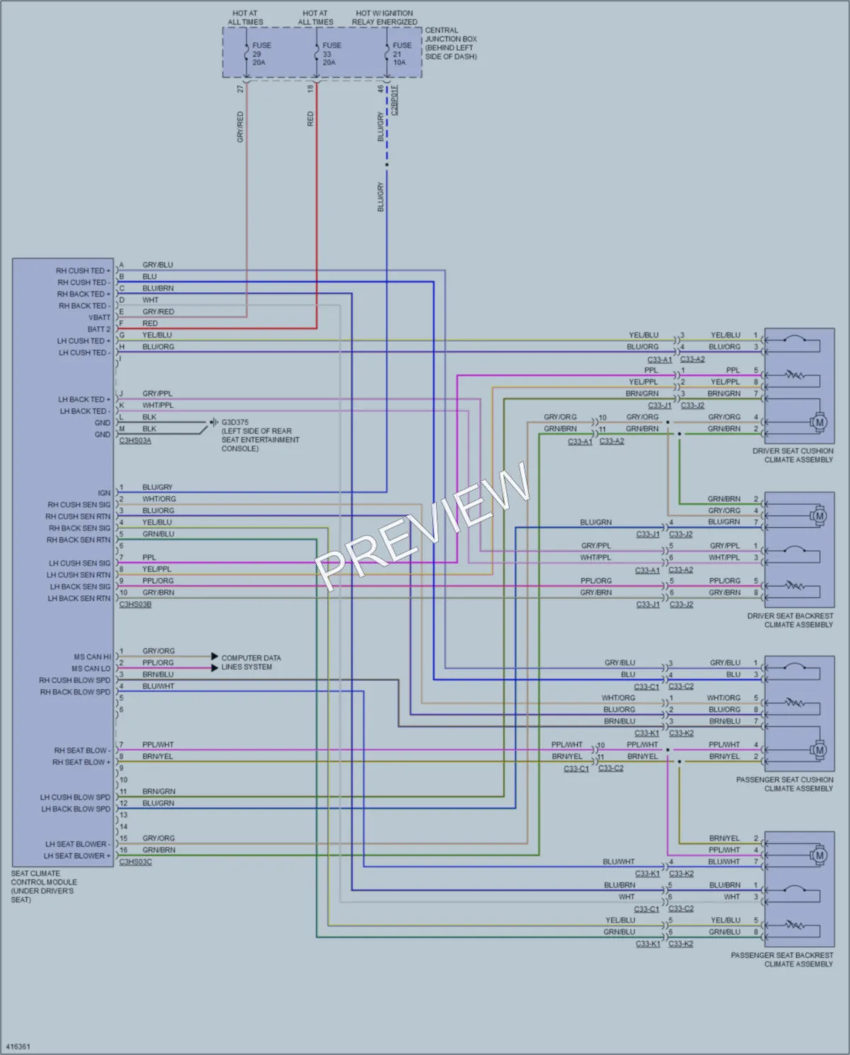 2013 LandRover RangeRover Power Seats wiring diagram preview