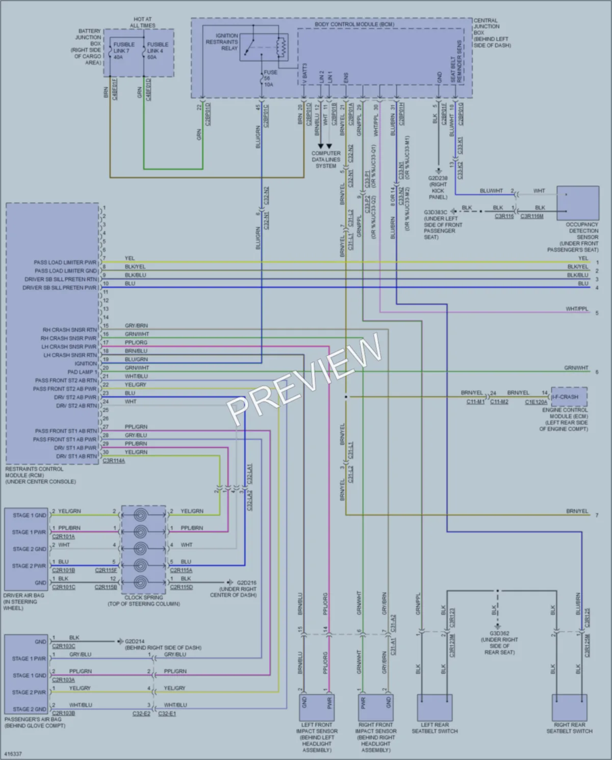2013 LandRover RangeRover Supplemental Restraints wiring diagram preview