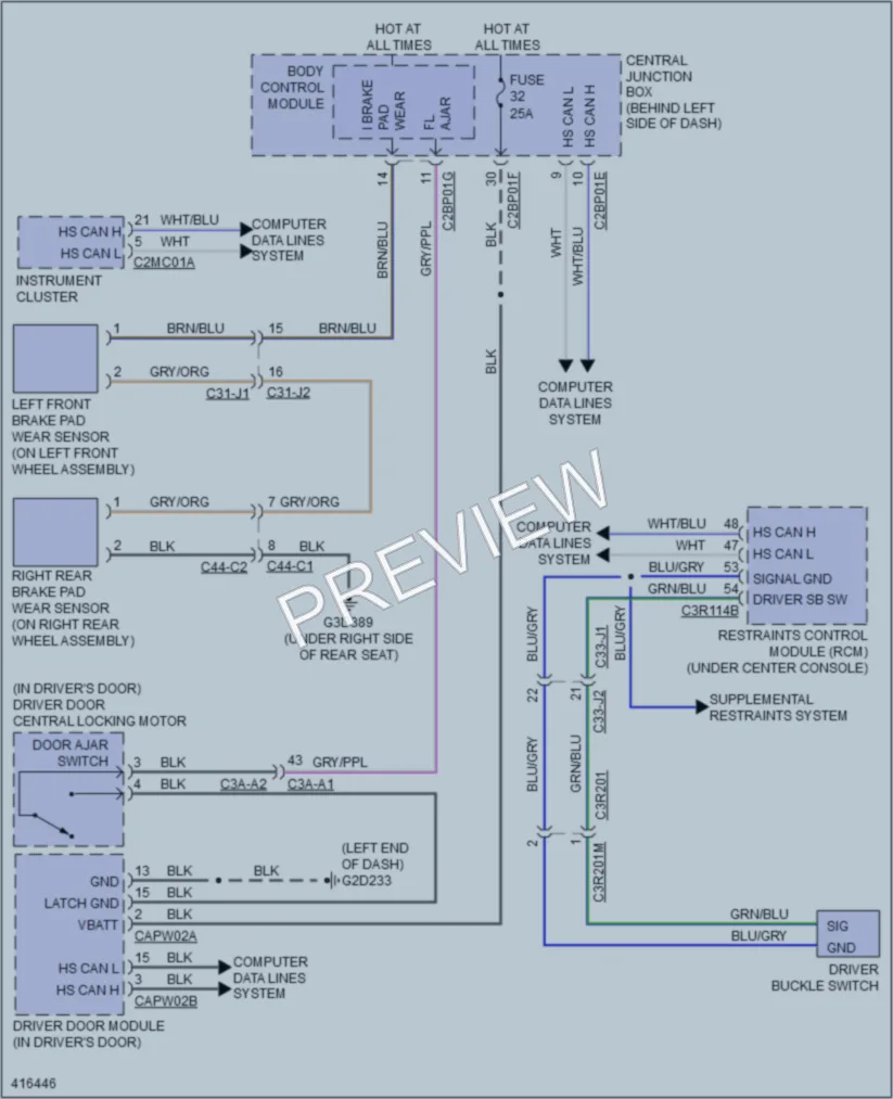 2013 LandRover RangeRover Warning Systems wiring diagram preview