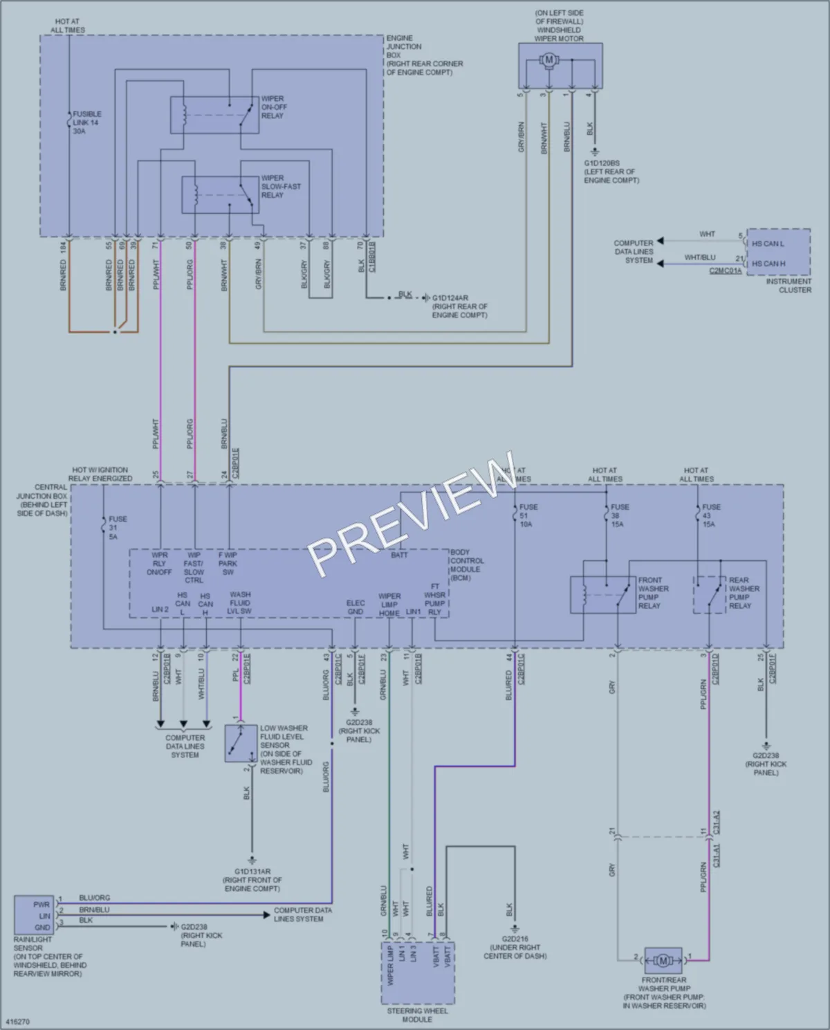 2013 LandRover RangeRover Wiper Washer wiring diagram preview