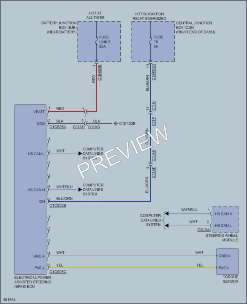 2013 LandRover RangeRoverEvoque Electronic Power Steering wiring diagram preview