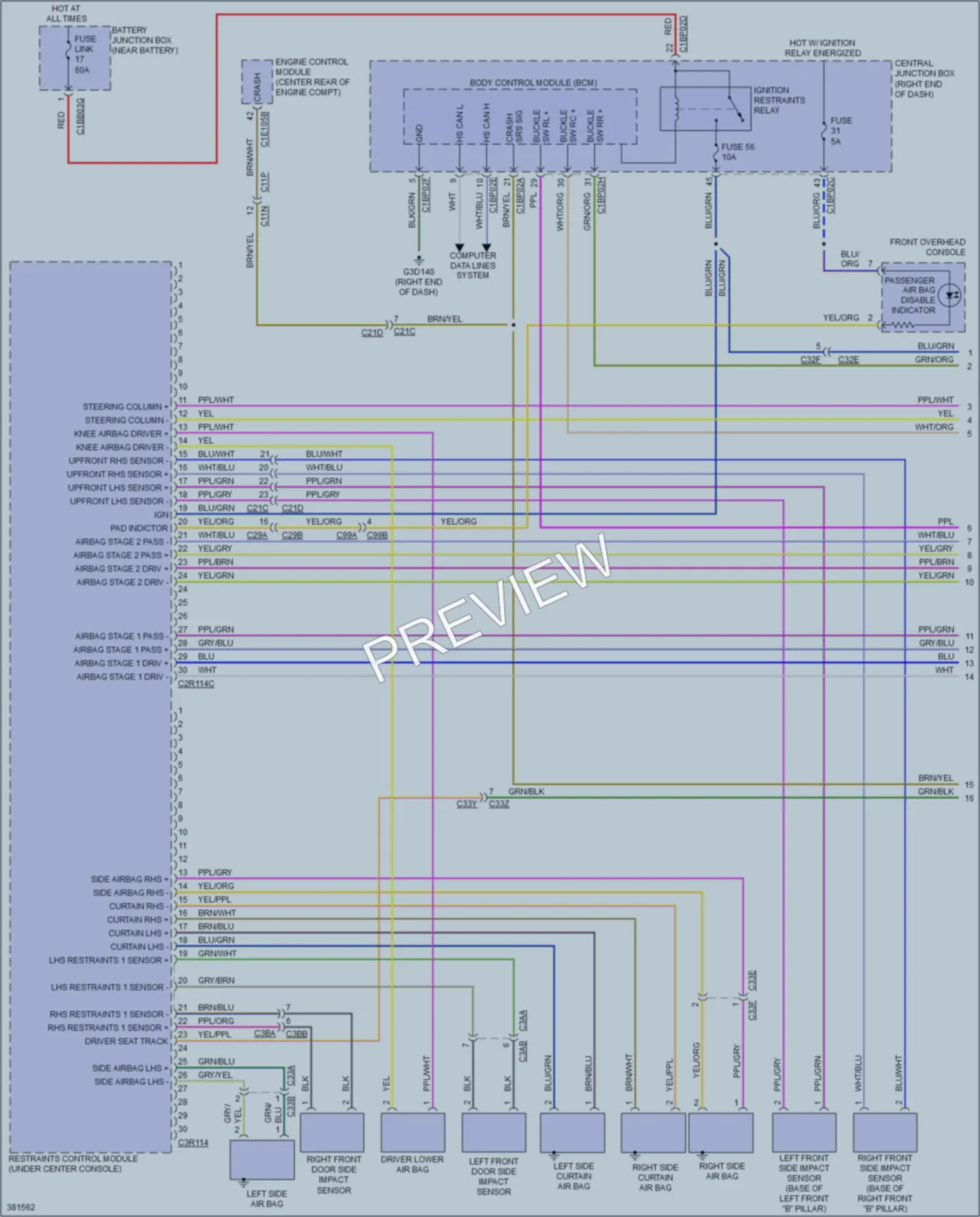 2013 LandRover RangeRoverEvoque Supplemental Restraints wiring diagram preview