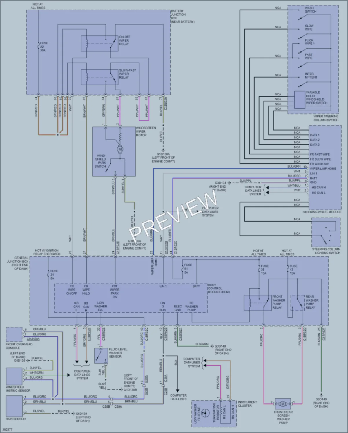 2013 LandRover RangeRoverEvoque Wiper Washer wiring diagram preview